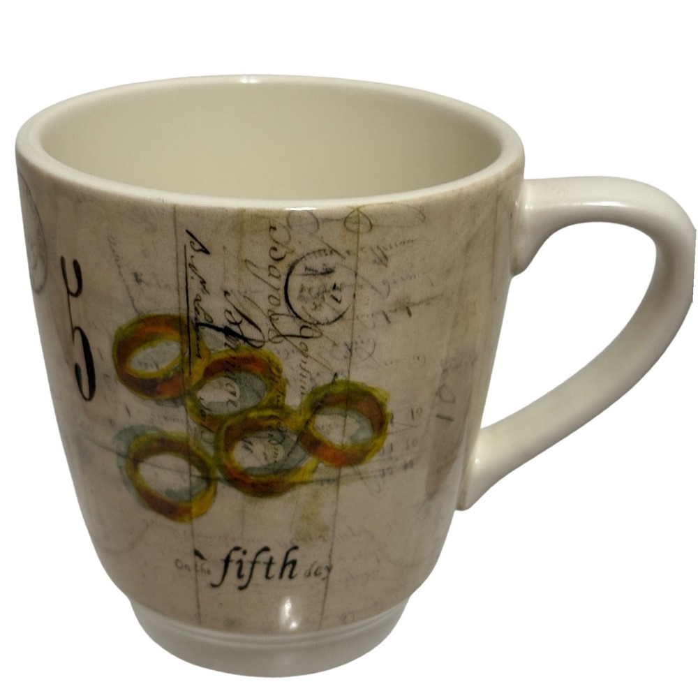 Williams Sonoma 12 Days of Christmas Mug 5 Golden Rings 6 Geese M Lovejoy 2010